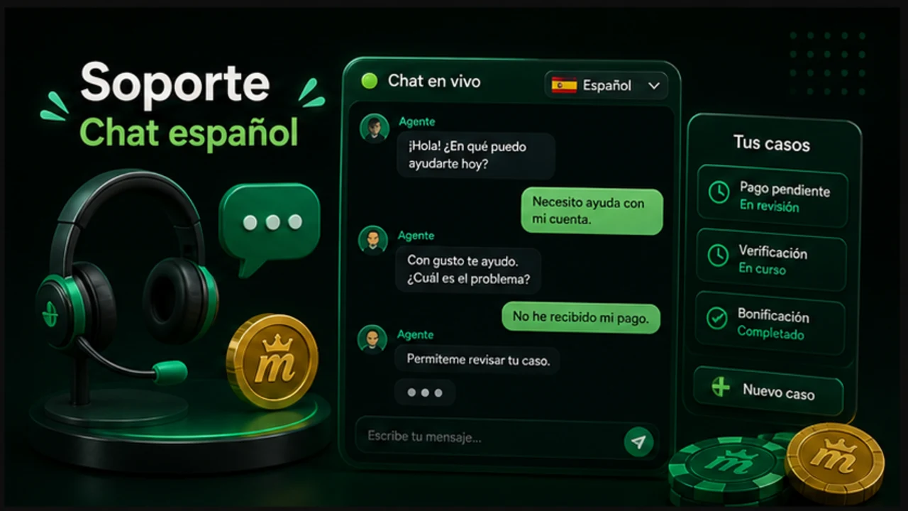 Ventana del chat en directo con selector de idioma español