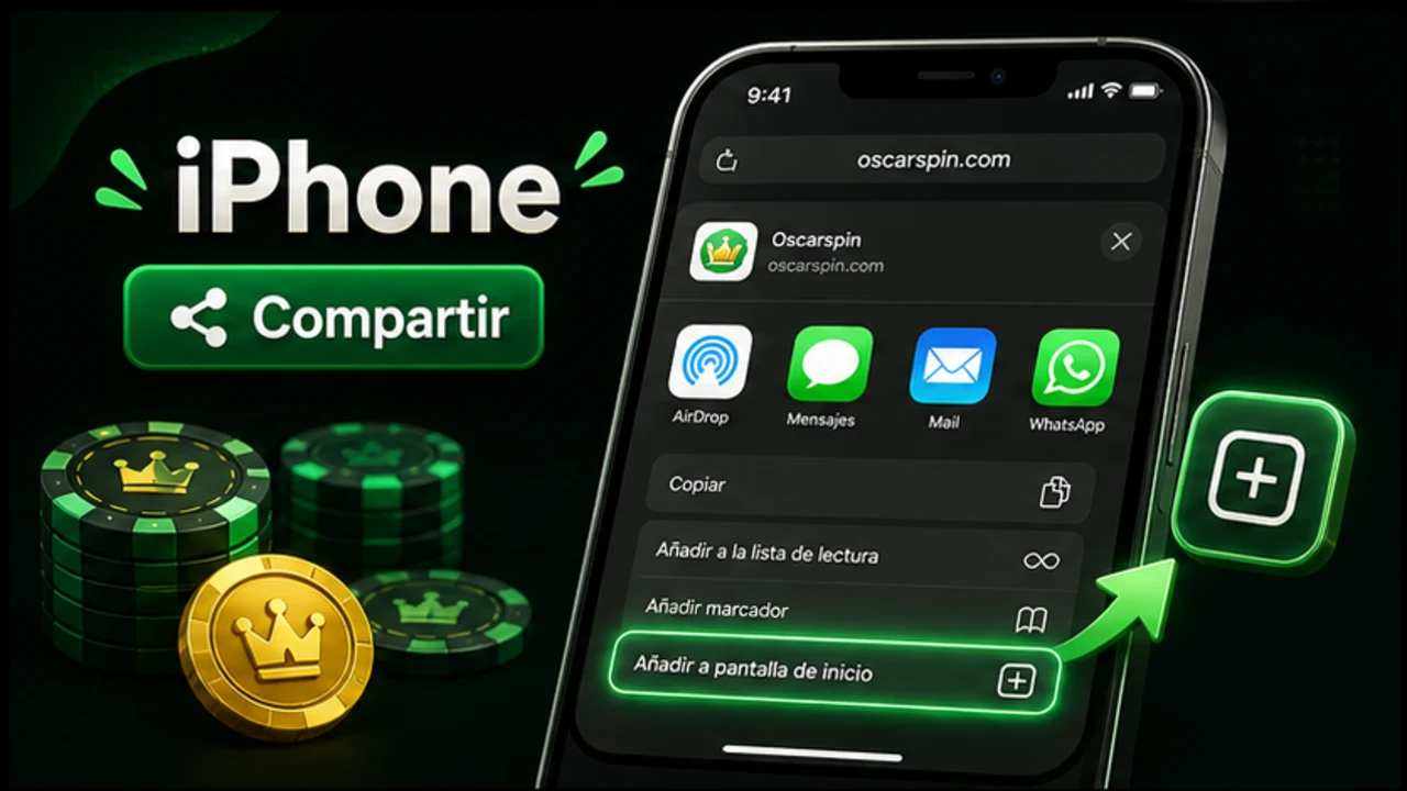 Menú de compartir en Safari para crear el atajo del casino
