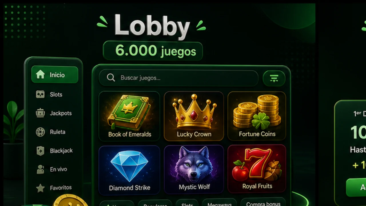 Lobby de Oscarspin con tragaperras destacadas y buscador de juegos