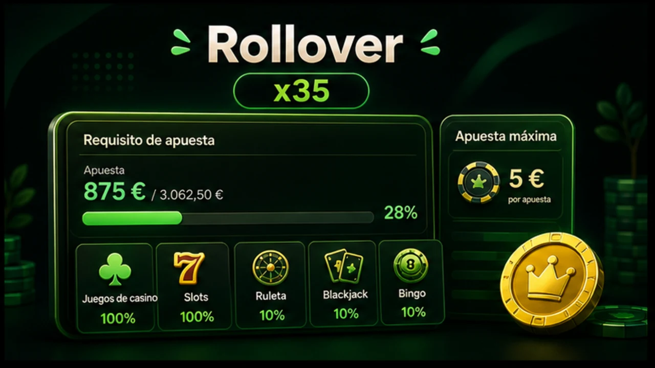 Condiciones de rollover y apuesta máxima durante el cumplimiento del bono
